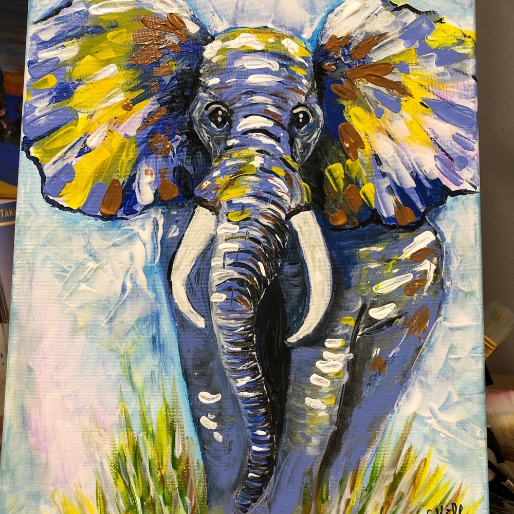 NEW Acrylic Panting Elephant Size 12x16 inches